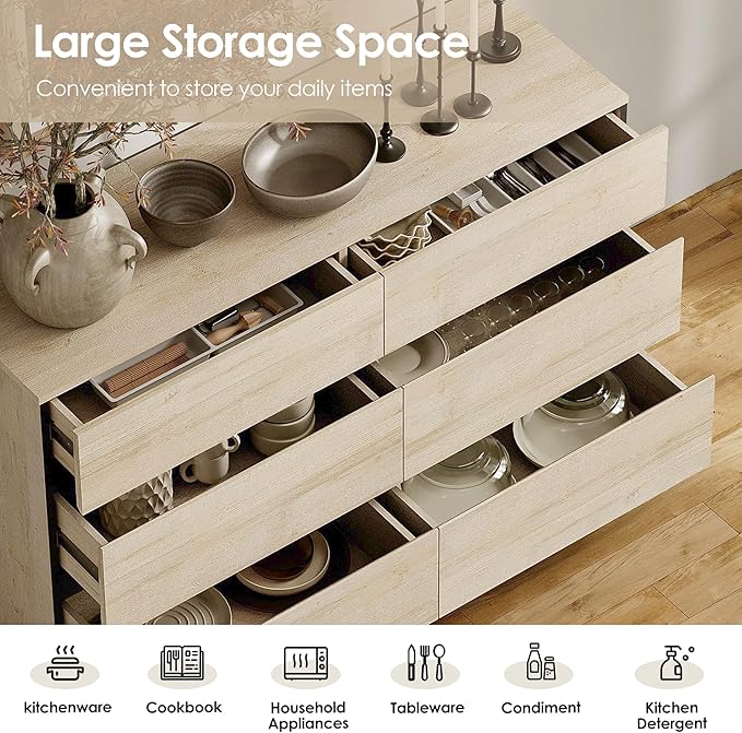 WAMPAT Dresser for Bedroom, Closet Organizers and Storage with 18 Drawers, Chest of Drawers with Metal Base, Wooden Modern Dresser for Living Room, Bedroom, Entryway, Light Oak