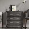 COZAYH Modern 3 Drawer Nightstand, Wood Dresser with Metal Handles, Vintage Accent Bedside Table Storage Chest, Mid-Century Cabinet, Sturdy Bedroom Organizer, Dark Finish, Fully Assembled, Black