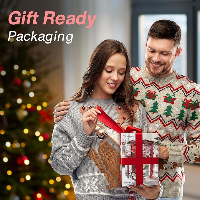 Gift Box Drink dispenser with Red Ribbon Design, Glass Beverage Dispenser For Christmas Party & decorations, Gift Ready Packaging With 100% Leakproof Spigot Perfect For Parties And Daily Use 1.5 GAL