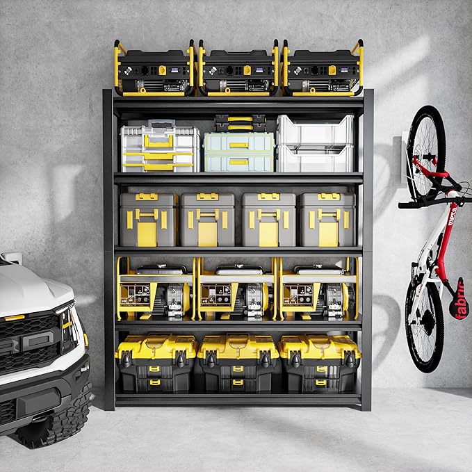 32" W Garage Shelving,5-Tier Heavy Duty Shelving Unit,3000LBS Adjustable Metal Storage Shelves,Storage Rack Units for Industrie,Shed,Warehouse,Basement,Black,32" W x 16" D x 63" H