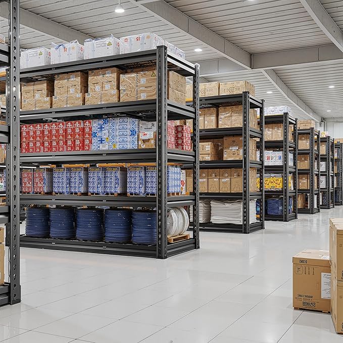 REIBII 2800LBS Garage Shelving 48.2" W Storage Shelves Heavy Duty 5-Tier Adjustable Matel Shelving Easy Assembly Storage Shelf for Garage Basement Warehouse Pantry, 48.2" W X 17.8" D X 72.2" H