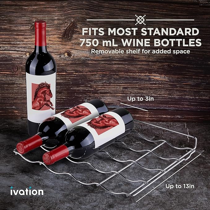 Ivation Premium 8 Bottle Horizontal Thermoelectric Wine Cooler/Chiller Counter Top Red & White Wine Cellar w/Digital Temperature, Freestanding Refrigerator Quiet Operation Fridge