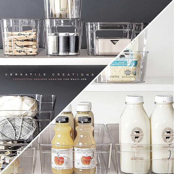 BINO | Stackable Plastic Storage Bins, Large - 12 Pack | THE STACKER COLLECTION | Multi-Use Organizer Bins | BPA-Free | Pantry Organization | Home Organization | Fridge Organizer | Freezer Organizer