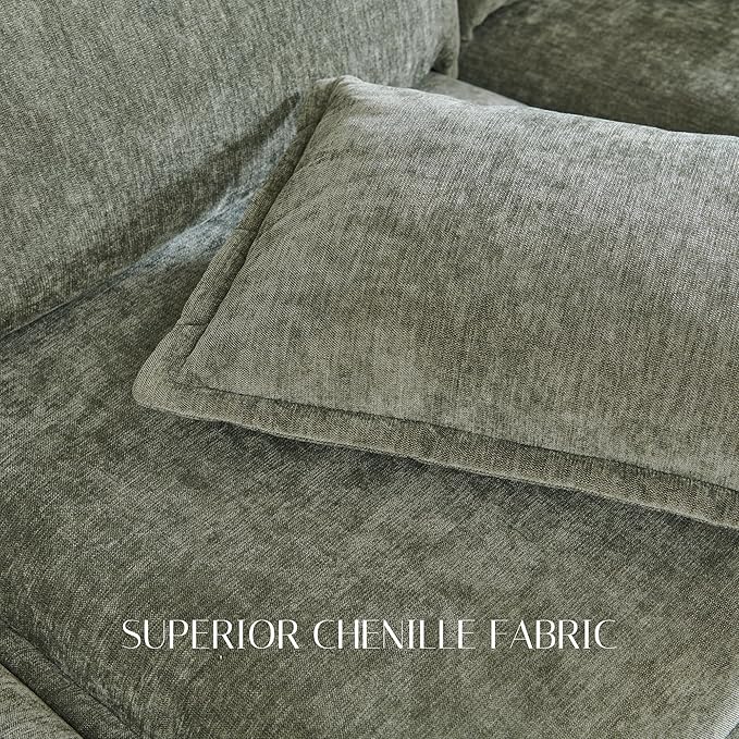 116.54" Sectional Couches for Living Room, Cloud Couch Sectional with Large Storage, U-Shape Modular Sectional Sofa with Ottoman,6 Seater Chenille Sofa with Pillow for Apartment, Bedroom, Green