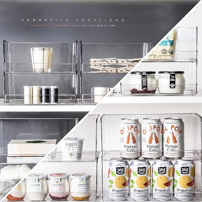 BINO | Stackable Plastic Storage Bins, Medium - 12 Pack | THE MYRIAD COLLECTION | Multi-Use Organizer Bins | BPA-Free | Pantry Organization | Home Organization | Fridge Organizer | Freezer Organizer